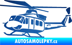 Samolepka Vrtulník 010 levá helikoptéra škrábaný kov modrý