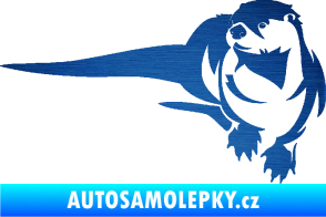 Samolepka Vydra 001 levá škrábaný kov modrý