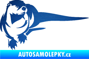 Samolepka Vydra 001 pravá škrábaný kov modrý