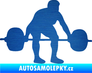 Samolepka Vzpírání 001 pravá škrábaný kov modrý