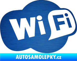 Samolepka Wifi 002 škrábaný kov modrý