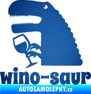 Samolepka Wino - saur 001 levá vínečko škrábaný kov modrý