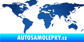 Samolepka World mapa světa škrábaný kov modrý