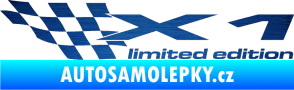 Samolepka X1 limited edition levá škrábaný kov modrý