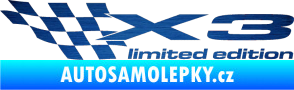 Samolepka X3 limited edition levá škrábaný kov modrý