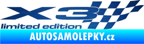 Samolepka X3 limited edition pravá škrábaný kov modrý