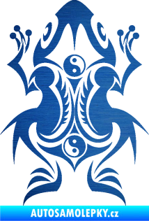 Samolepka Žába 001 škrábaný kov modrý