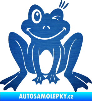 Samolepka Žába 010 pravá mrkající škrábaný kov modrý