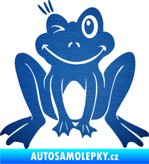 Samolepka Žába 010 levá mrkající škrábaný kov modrý