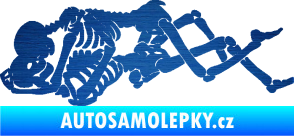 Samolepka Zamilované kostry 001 levá láska až za hrob škrábaný kov modrý