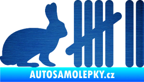 Samolepka Zářezy 003 zajíc škrábaný kov modrý
