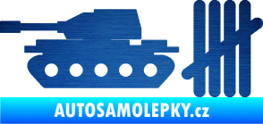 Samolepka Zářezy 008 tank škrábaný kov modrý