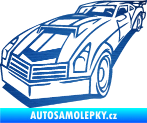 Samolepka Závodní auto 003 levá škrábaný kov modrý