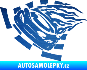 Samolepka Závodní auto 004 levá škrábaný kov modrý