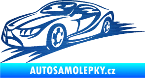 Samolepka Závodní auto 007 levá škrábaný kov modrý