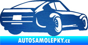 Samolepka Závodní auto 009 pravá škrábaný kov modrý