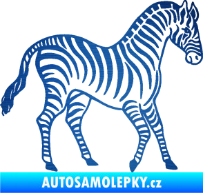 Samolepka Zebra 002 pravá škrábaný kov modrý
