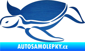 Samolepka Želva 002 levá škrábaný kov modrý