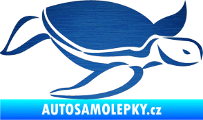 Samolepka Želva 002 pravá škrábaný kov modrý