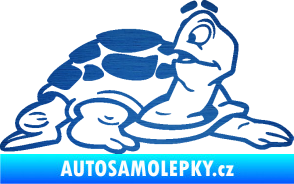 Samolepka Želva 003 pravá škrábaný kov modrý