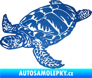 Samolepka Želva 005 levá škrábaný kov modrý