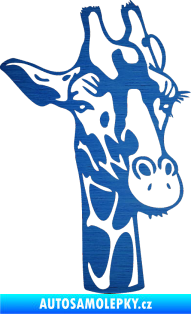 Samolepka Žirafa 001 pravá škrábaný kov modrý