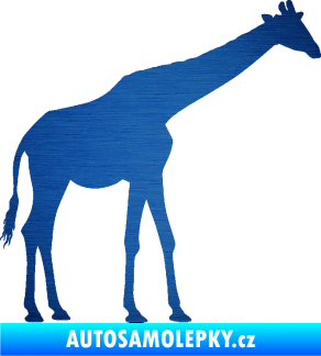 Samolepka Žirafa 002 pravá škrábaný kov modrý