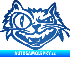 Samolepka Zlý kocour levá škrábaný kov modrý