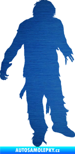 Samolepka Zombie 001 pravá škrábaný kov modrý