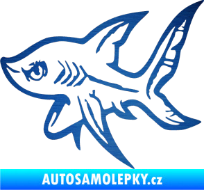 Samolepka Žralok 001 levá škrábaný kov modrý