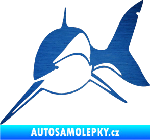 Samolepka Žralok 004 levá škrábaný kov modrý