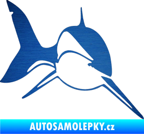 Samolepka Žralok 004 pravá škrábaný kov modrý