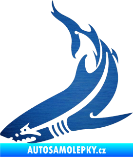 Samolepka Žralok 005 levá škrábaný kov modrý