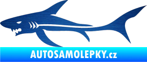 Samolepka Žralok 006 levá škrábaný kov modrý