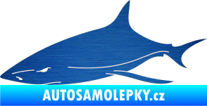 Samolepka Žralok 008 levá škrábaný kov modrý
