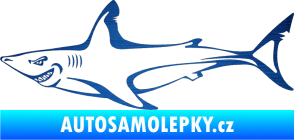 Samolepka Žralok 009 levá škrábaný kov modrý