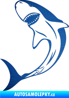 Samolepka Žralok 010 levá škrábaný kov modrý