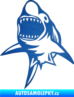Samolepka Žralok 011 levá škrábaný kov modrý