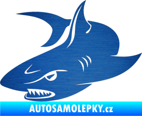 Samolepka Žralok 012 levá škrábaný kov modrý