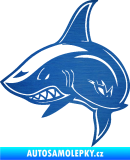 Samolepka Žralok 013 levá škrábaný kov modrý
