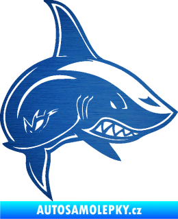 Samolepka Žralok 013 pravá škrábaný kov modrý