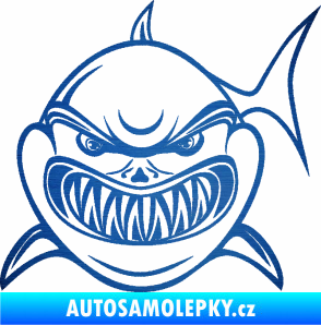 Samolepka Žralok 014 levá škrábaný kov modrý