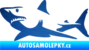 Samolepka Žralok 015 levá škrábaný kov modrý
