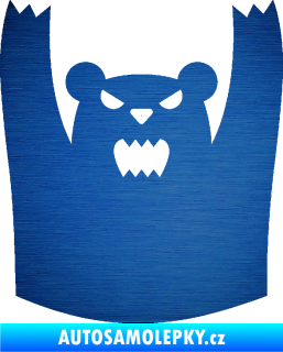 Samolepka Zuřivý medvěd škrábaný kov modrý