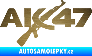 Samolepka AK 47 škrábaný kov zlatý