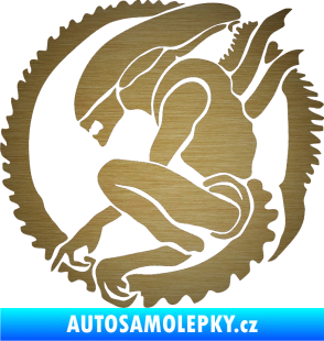 Samolepka Alien 001 levá škrábaný kov zlatý