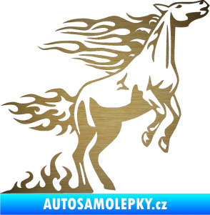 Samolepka Animal flames 001 pravá kůň škrábaný kov zlatý
