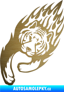 Samolepka Animal flames 015 levá tygr škrábaný kov zlatý