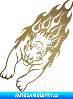 Samolepka Animal flames 024 levá tygr škrábaný kov zlatý