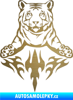 Samolepka Animal flames 045 levá tygr škrábaný kov zlatý
